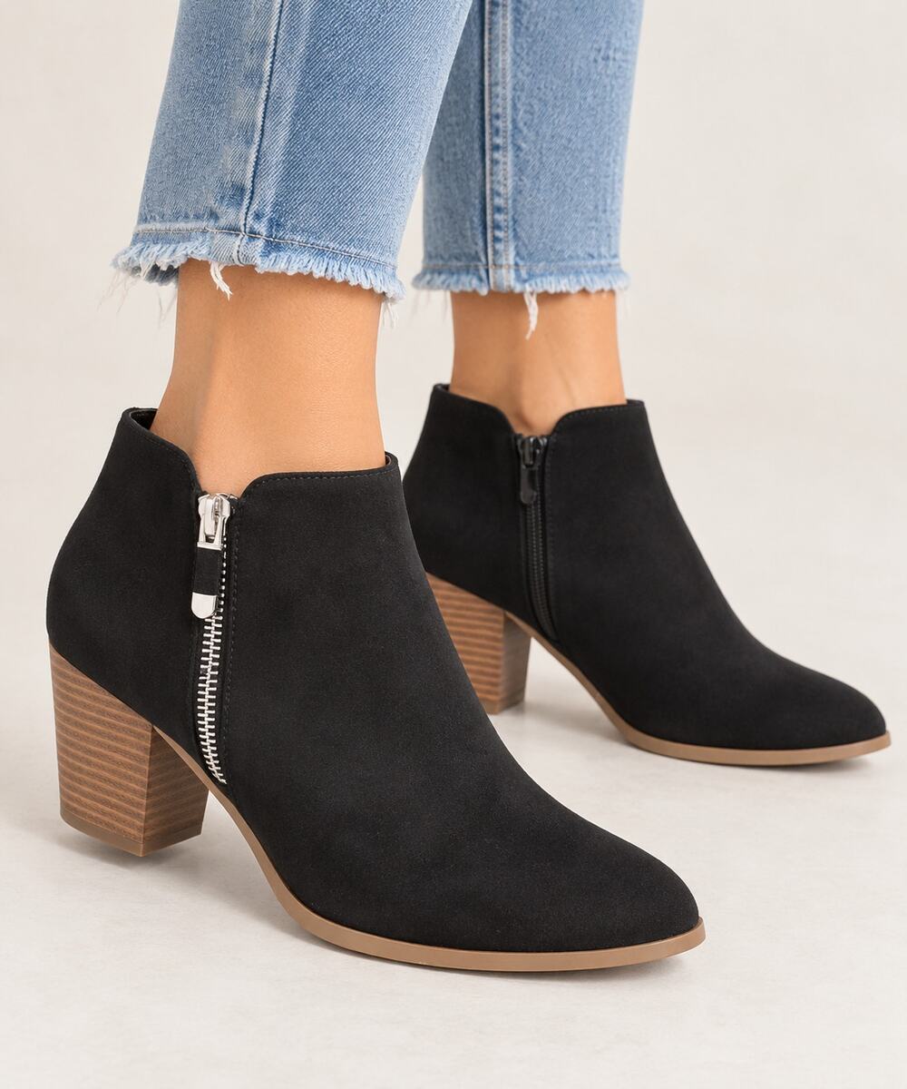 Style & Co Masrinaa Black MicroSuede Ankle Boots Booties Womens Size 8 M New